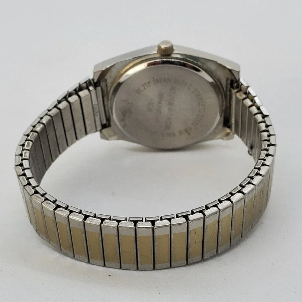 Men's Military Watch‎ 36MM White Dial Gold Gray Bracelet Band New Battery